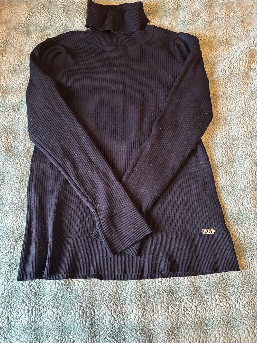 DKNY Black Ribbed Turtleneck Sweater for women